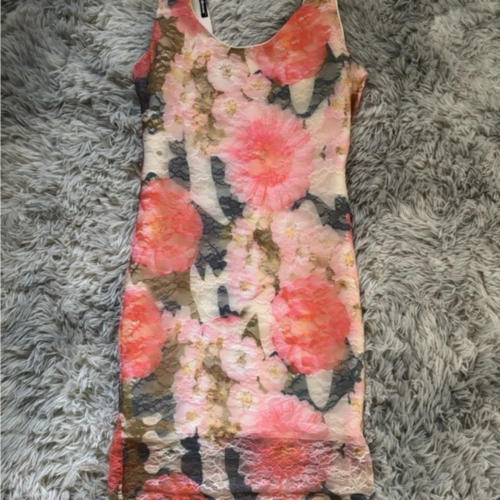 Franco Bombana Sleeveless Sheath Floral Mini Dress